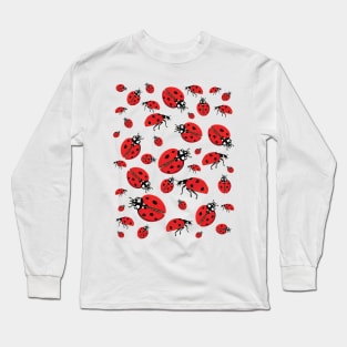 A lot of Ladybugs Lucky Pattern Long Sleeve T-Shirt